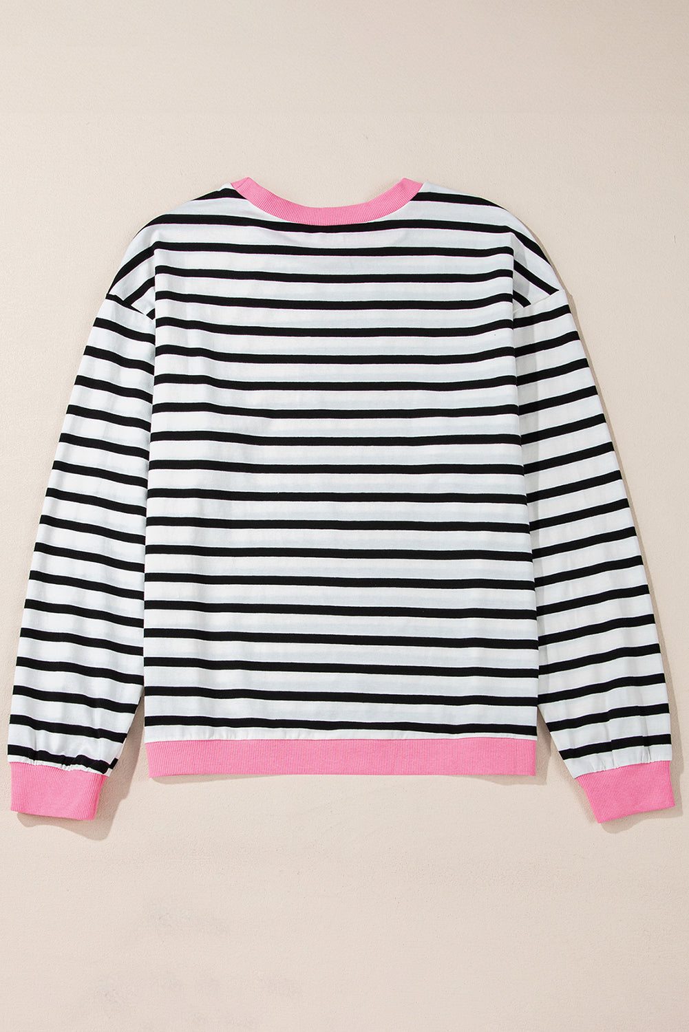 Black Striped Contrast Edge Long Sleeve Top Beagle Boutique Fashion Outlet
