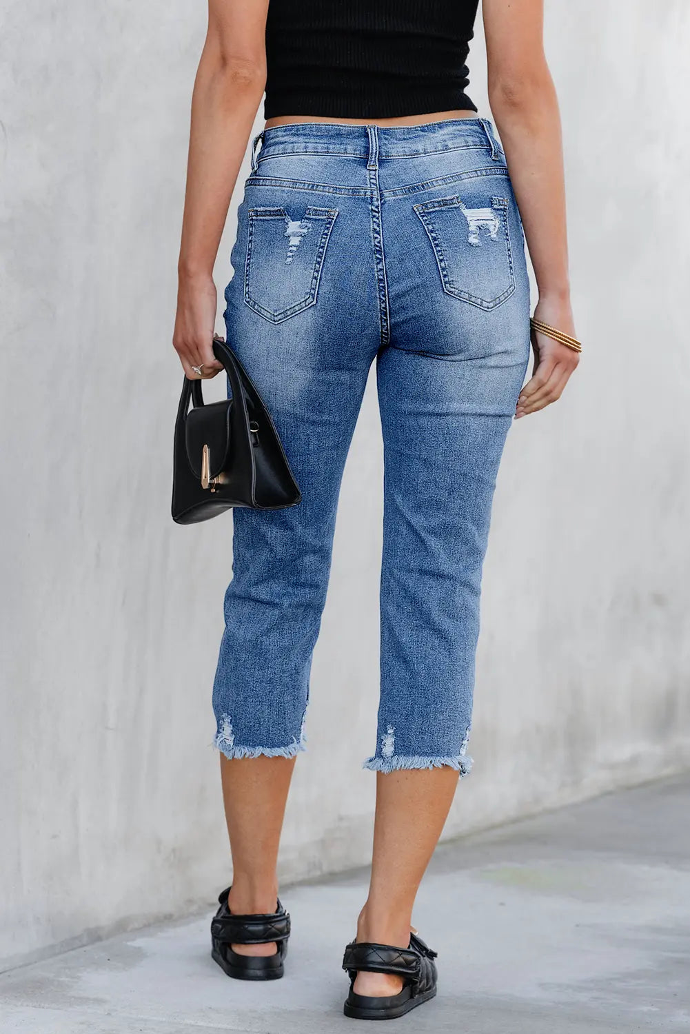 Skinny Distressed Capri Jeans