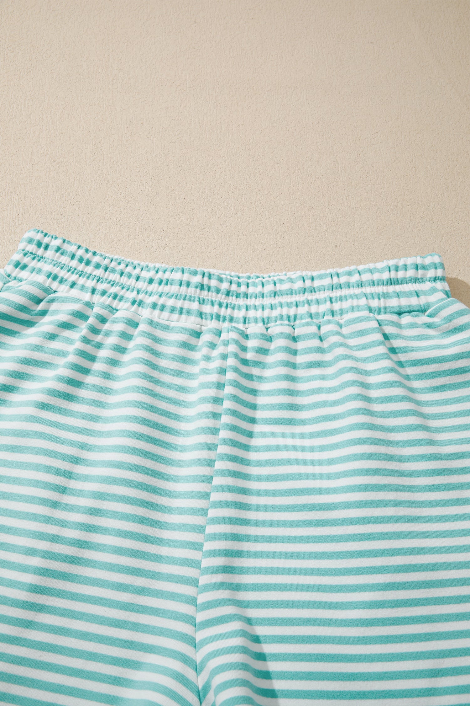 Stripe Cuffed Sleeve Contrast Mock Neck Tee Casual Co-ord Short Set