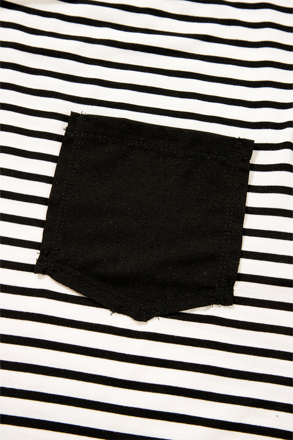 Black Stripe Chest Pocket Patch Round Neck Tank Top - eAura