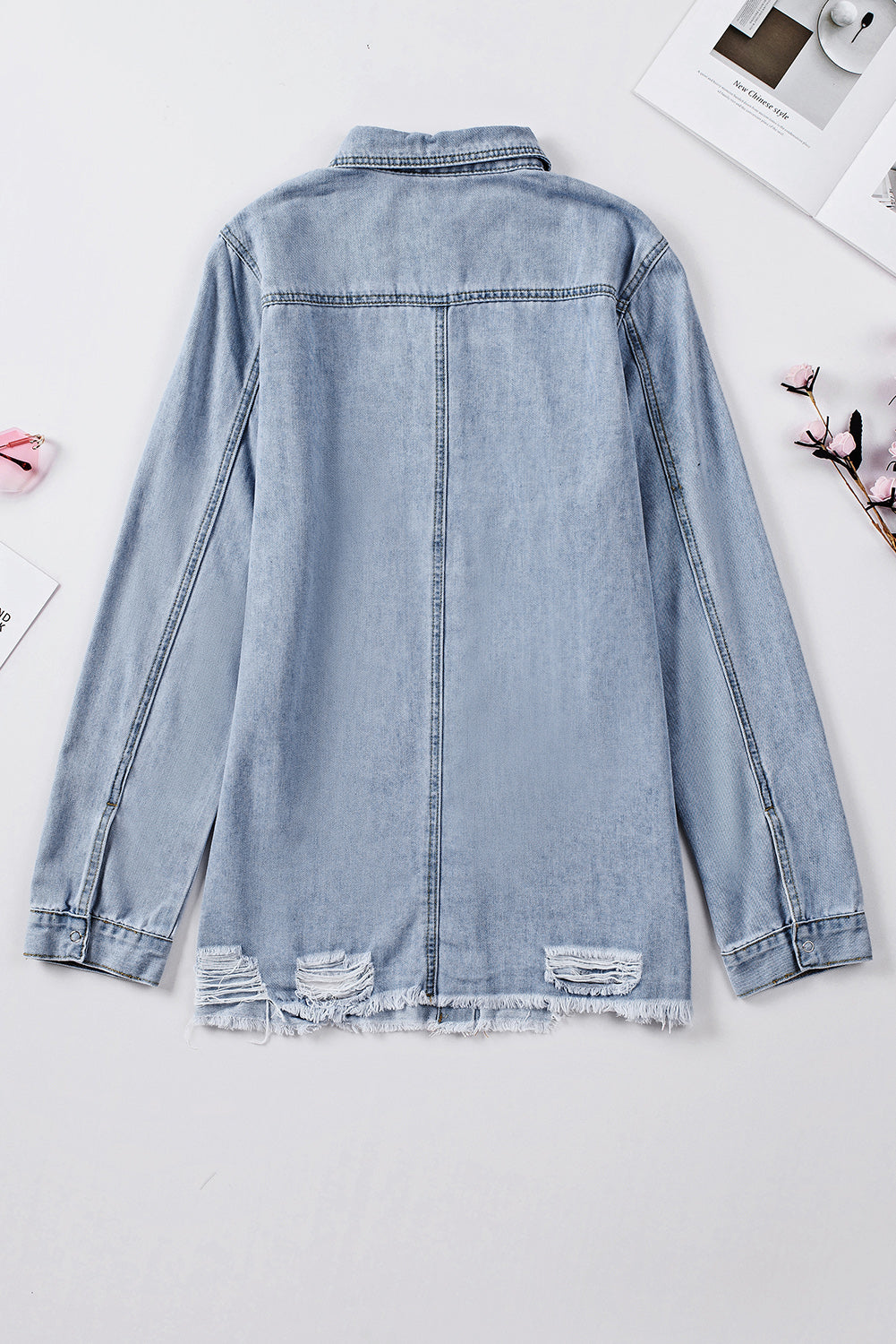 Black Ripped Denim Jacket Beagle Boutique Fashion Outlet
