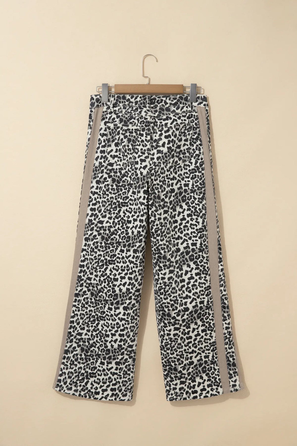 Leopard Print Drawstring Waist Straight Leg Jeans – Khaki