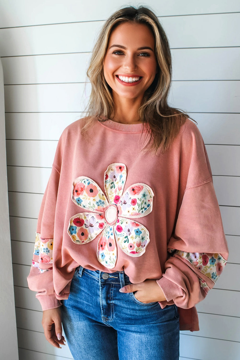 Floral Oversize Pullover Sweatshirt - eAura
