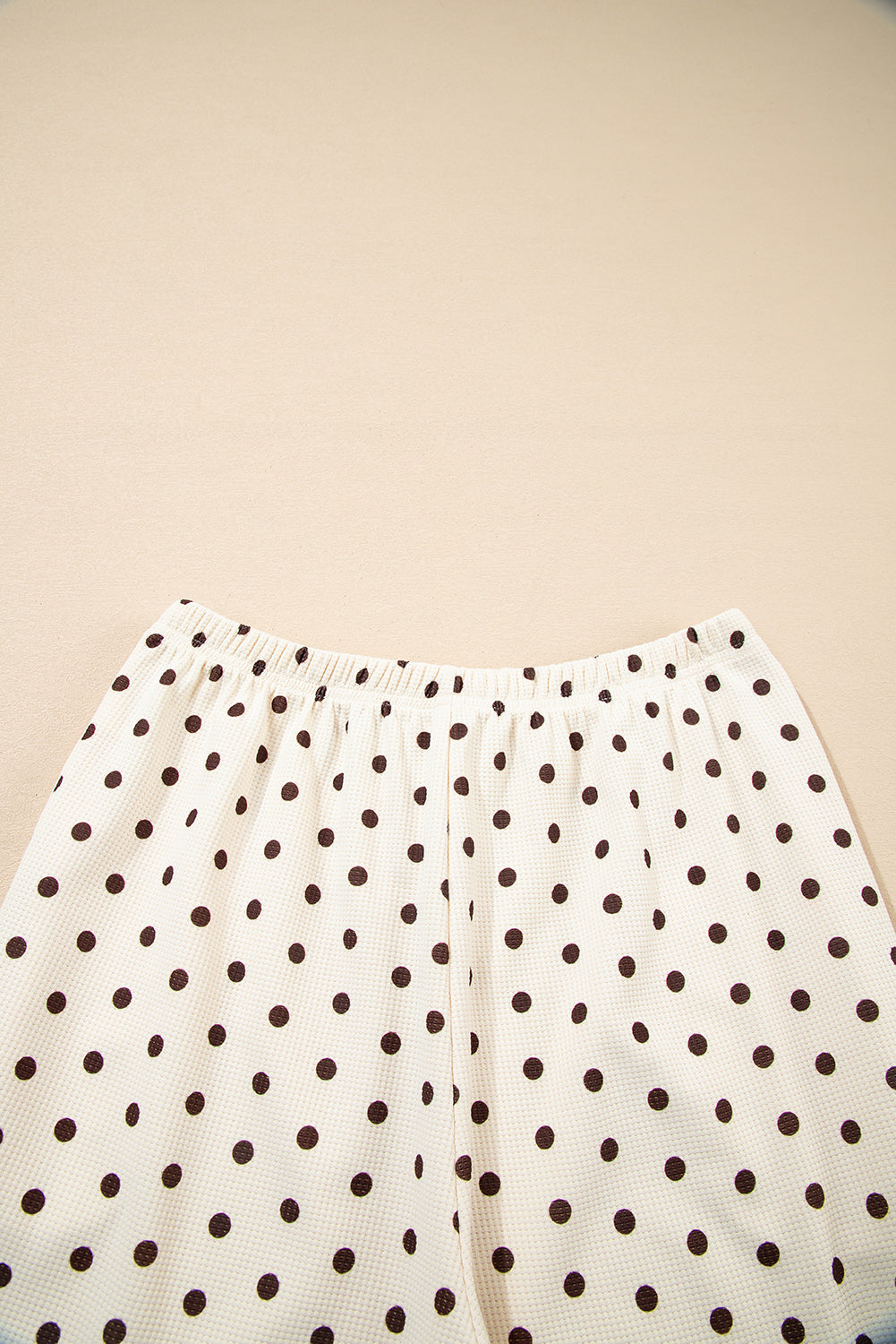 White Polka Dot Print Long Sleeve Top and Drawstring Bottoms Pyjamas eAura