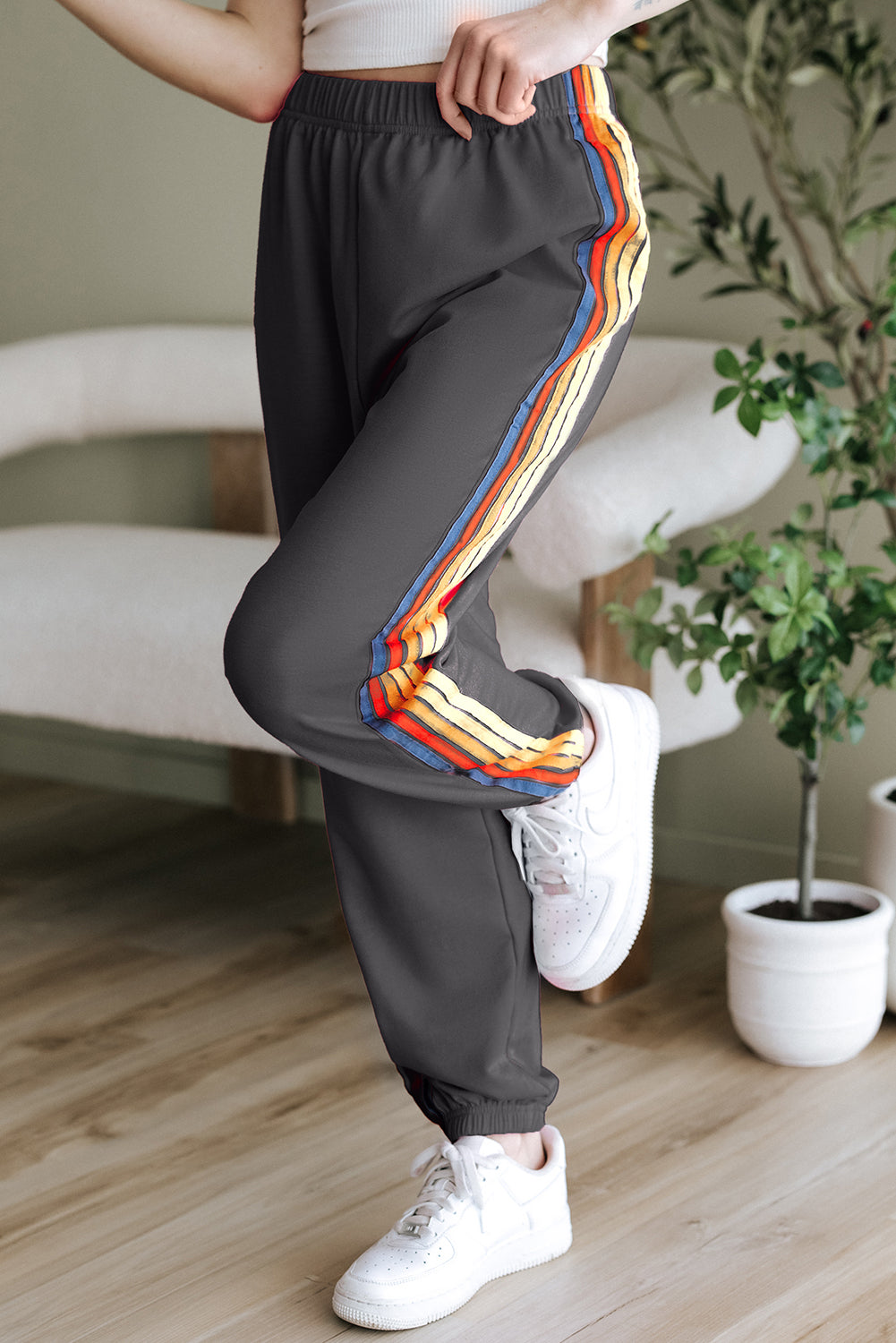 Dark Grey Counting Rainbows High Waist Sweatpants BB Fashion Outlet