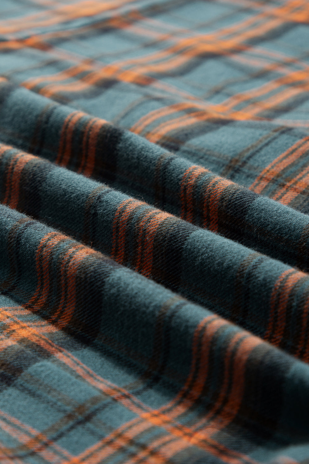 Green Plaid Long Sleeeve Side Split Distressed Hem Shirt eAura
