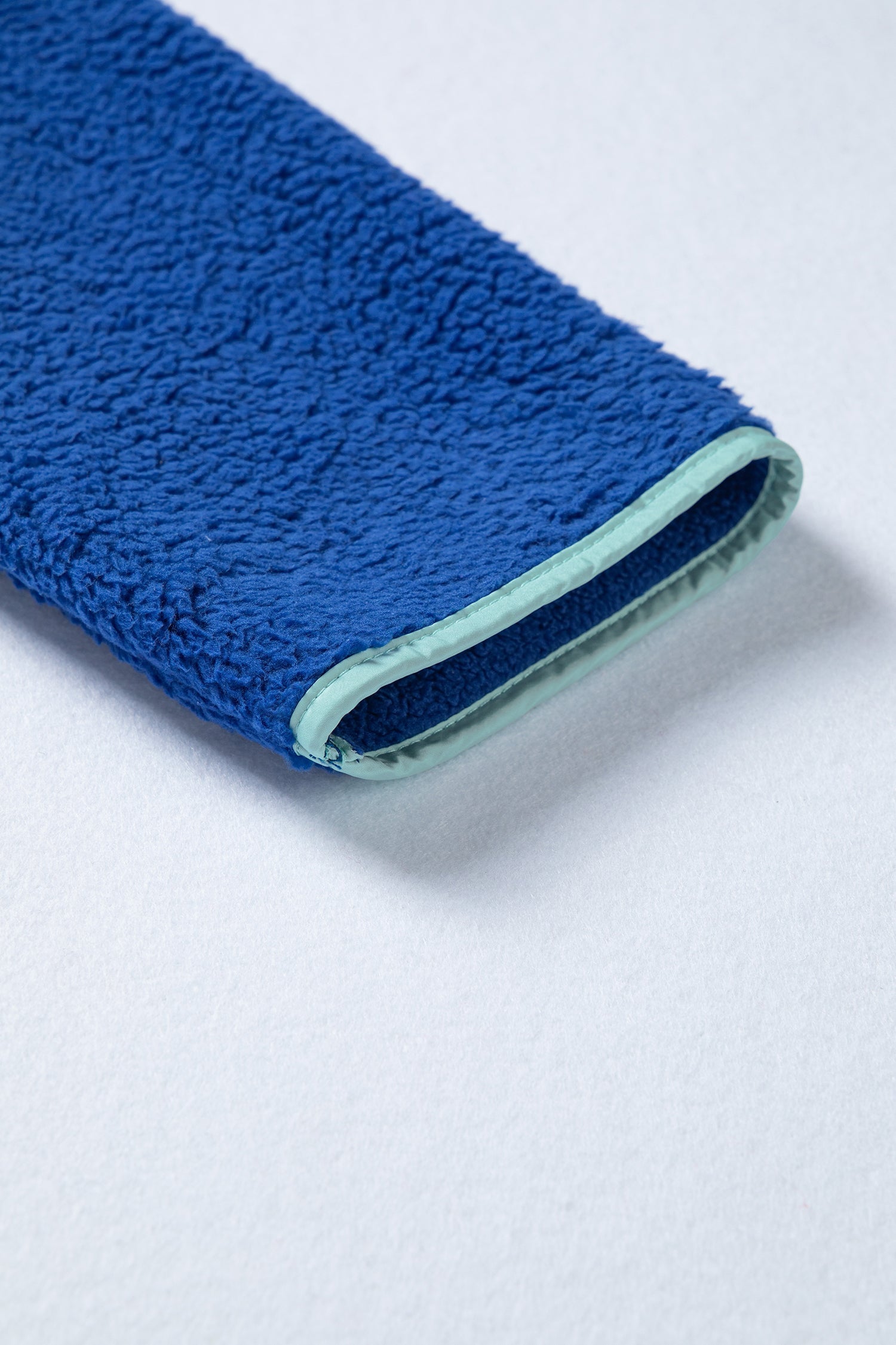 Blue Sherpa Half Zip Contrast Trim Pullover Hoodie - eAura