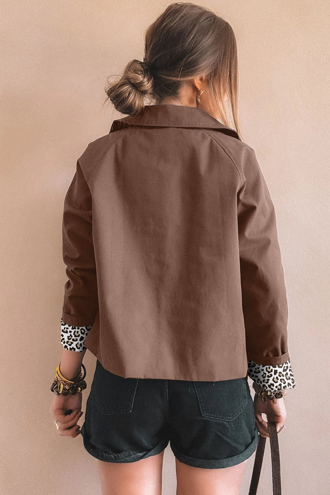 Collared Buttoned Leopard Liner Jacket - eAura