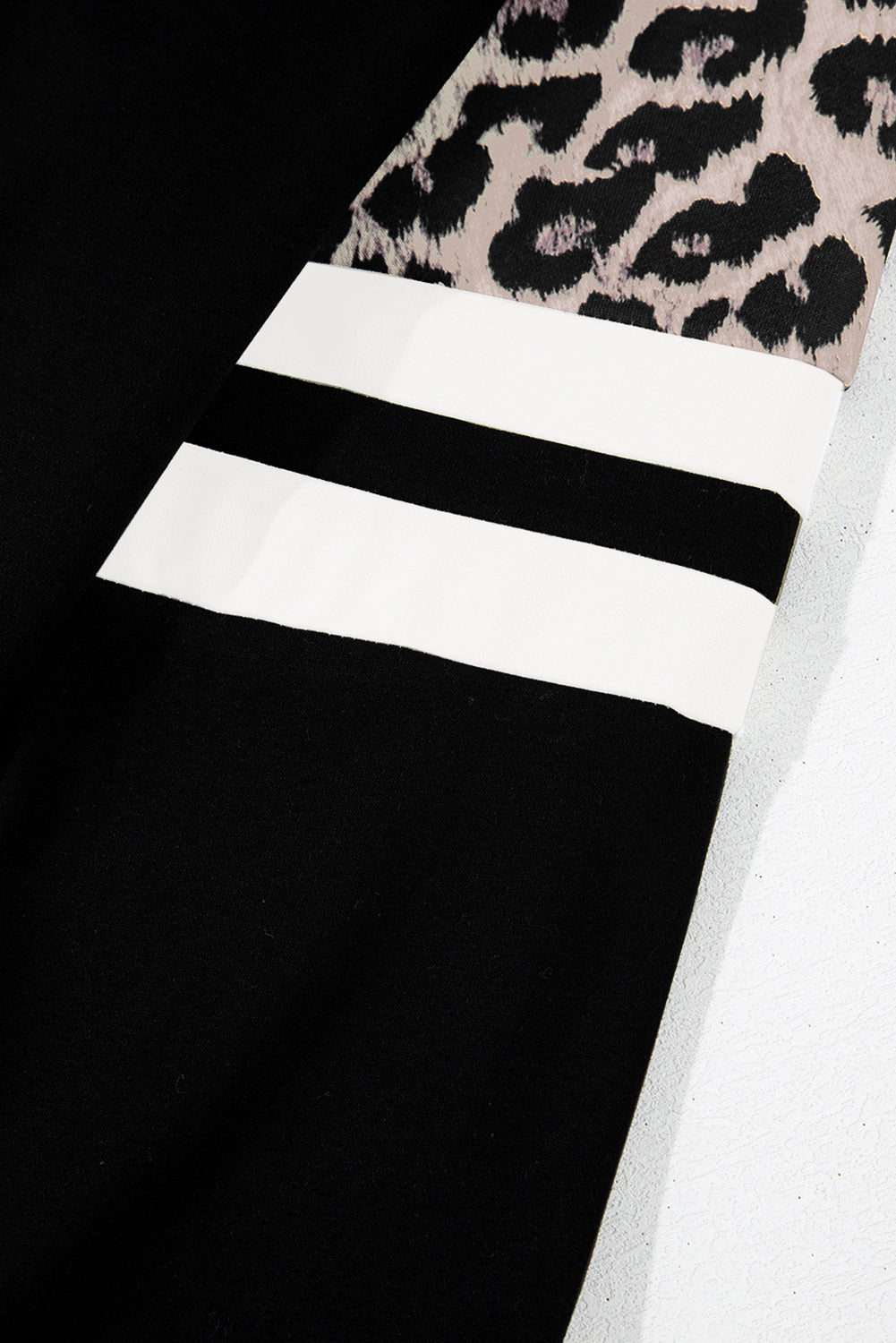 Black Leopard Print Colourblock Raglan Sleeve Sweatshirt - eAura