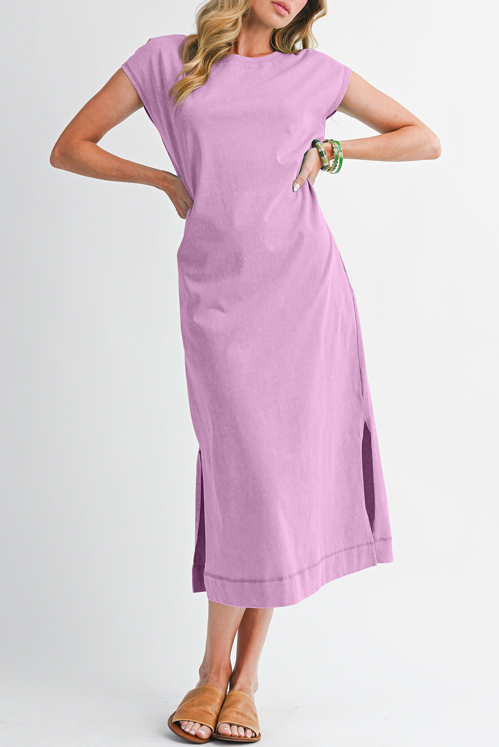 Mineral Wash Pocketed T-shirt Midi Dress - Dresses/Midi Dresses