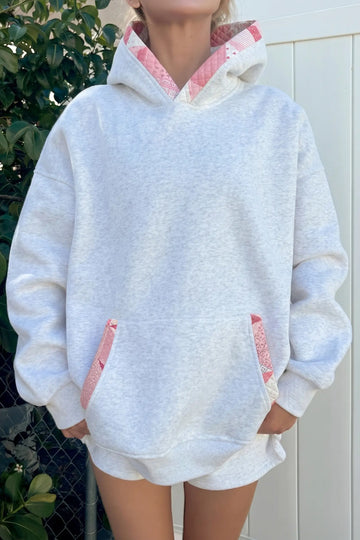 Contrast Patchwork Oversized Hoodie – Grey