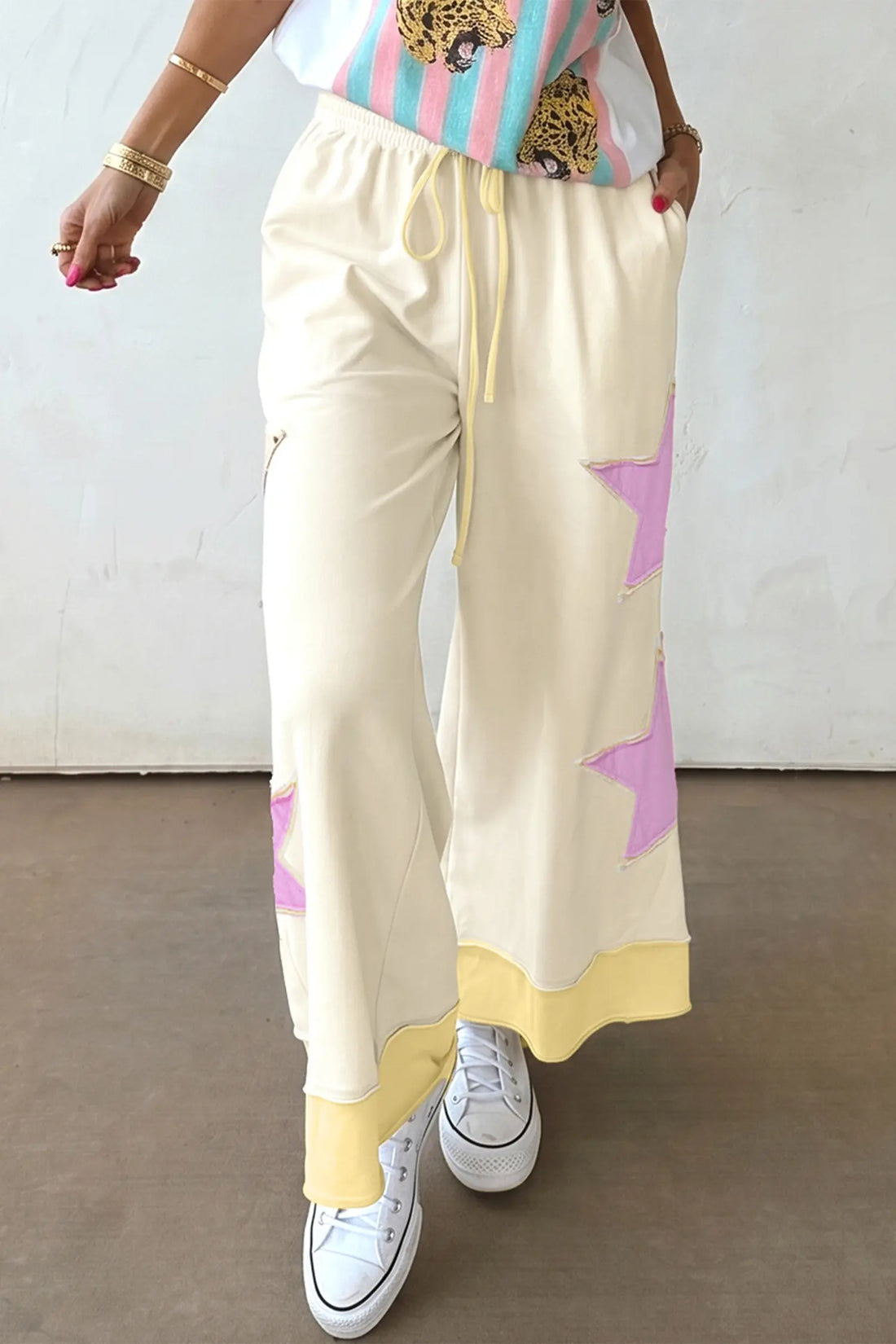 Summer Colour-Blocked Star Patchwork Trousers