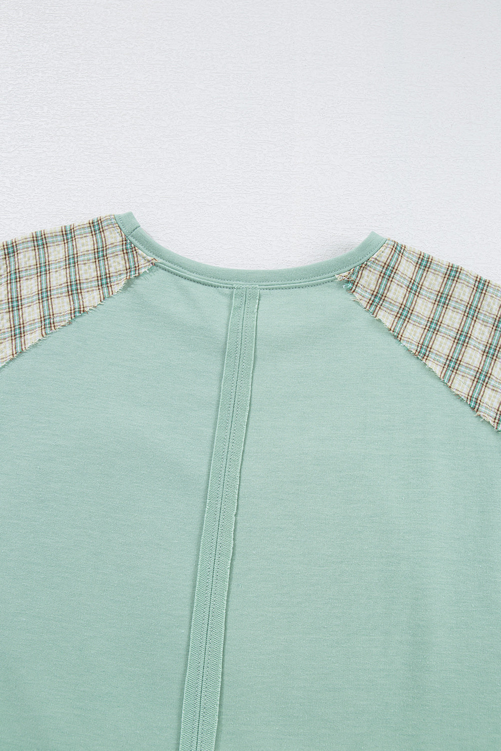 Clearly Aqua Plaid Floral Peace Heart Graphic Wide Long Sleeve Top Beagle Boutique Fashion Outlet
