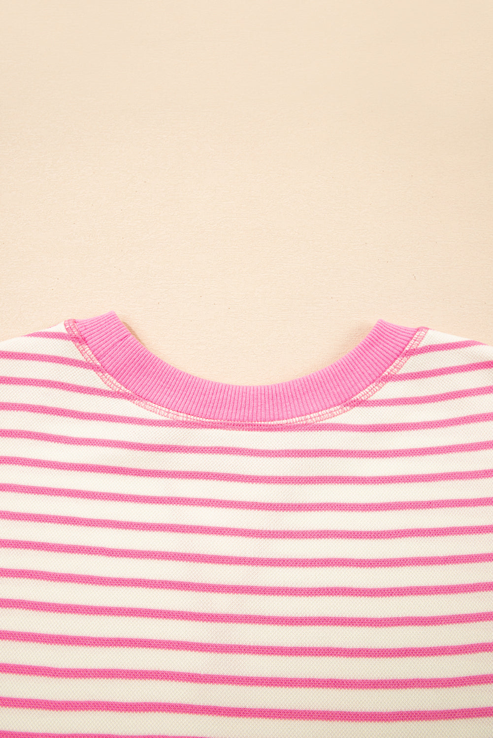 Contrast Detail Striped Ruffle Short Sleeve Top eAura