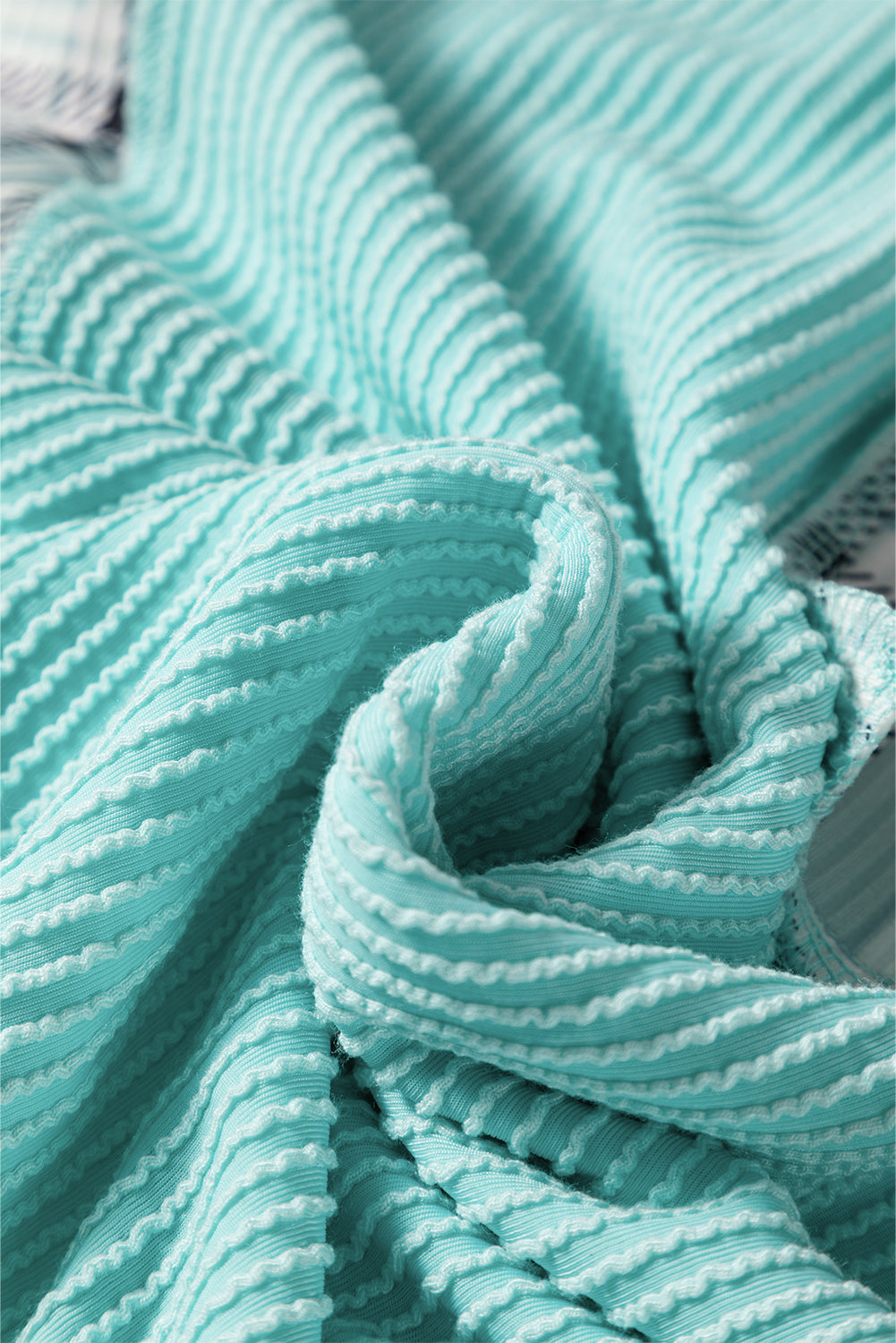 Soft Corded Texture Patchwork Split Neck Long Sleeve Top - eAura