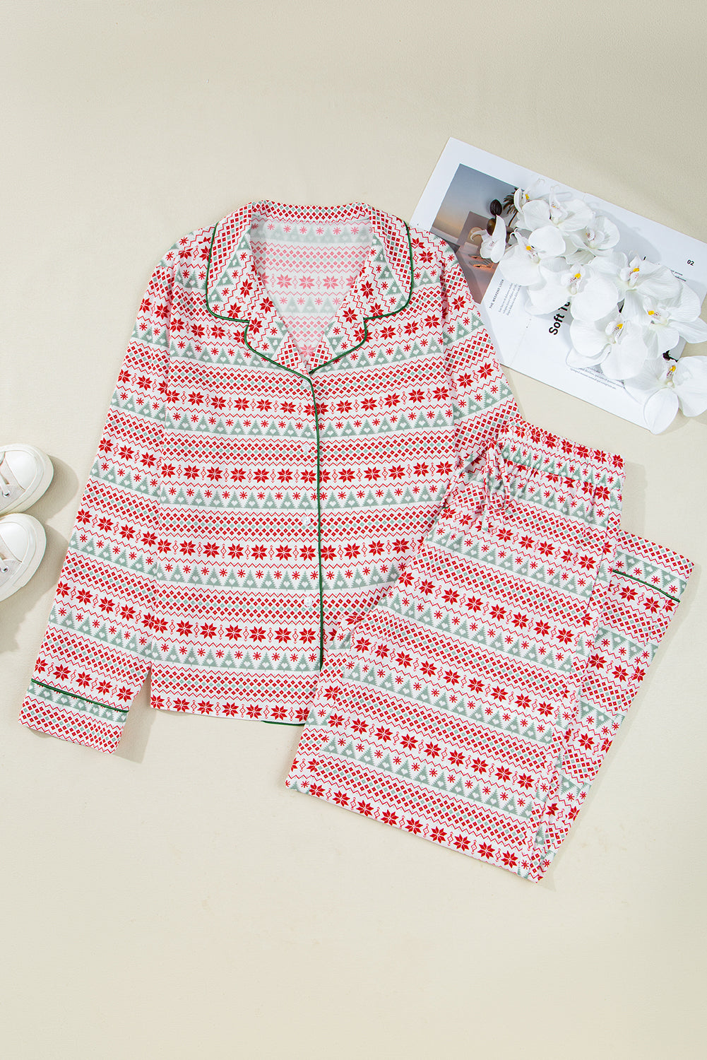 Christmas Print Shirt Pyjama Set - eAura
