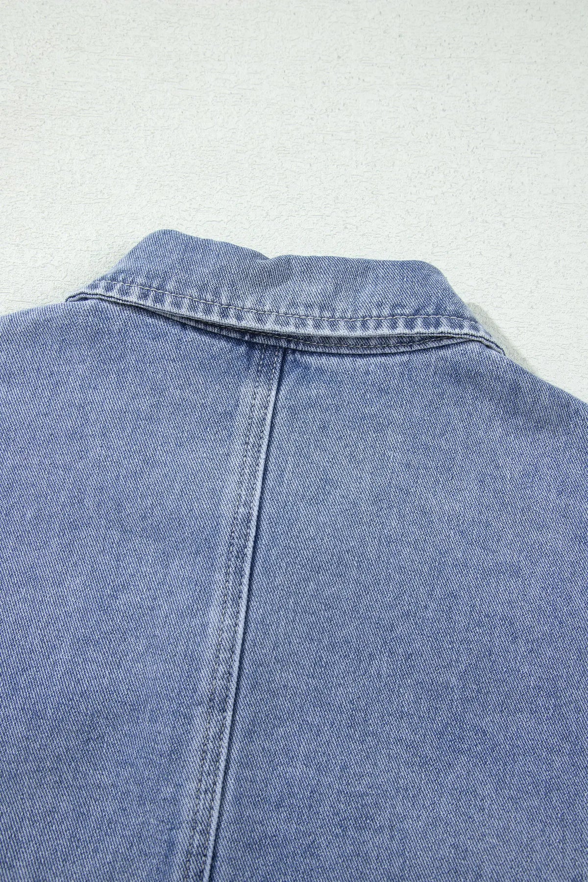 Beau Blue Studded Metal Zipper Rivet Pockets Long Sleeve Denim Jacket