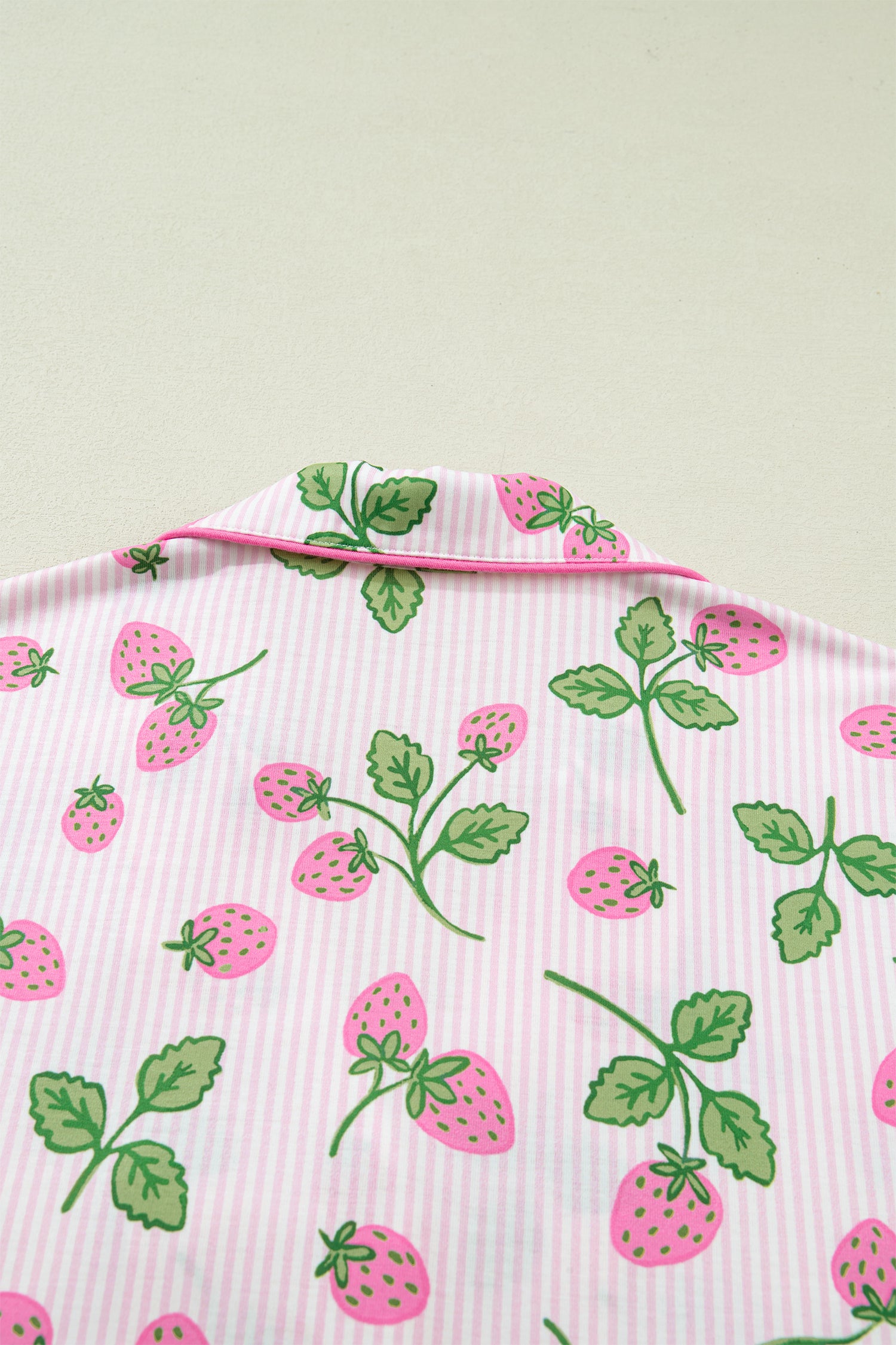 Striped Strawberry Print Pyjama Set – Pink