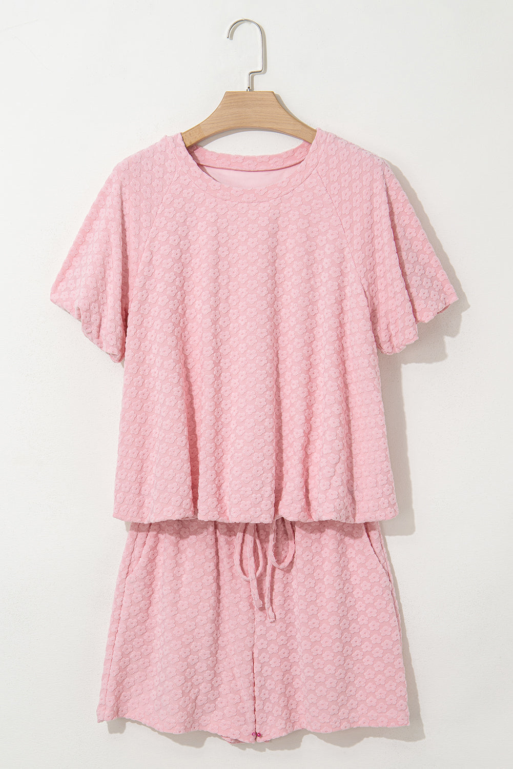 Coral Paradise Daisy Jacquard Textured Casual Short Co-ord Set eAura