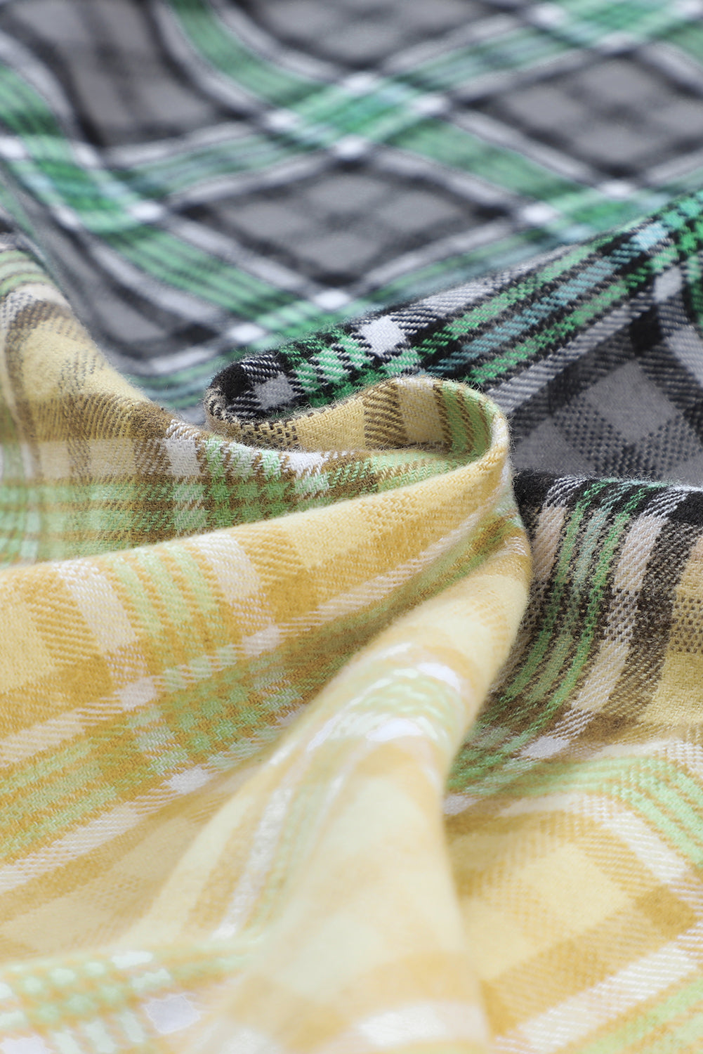 Blackish Green Contrast Plaid Patchwork Chest Pocket Button up Shacket eAura