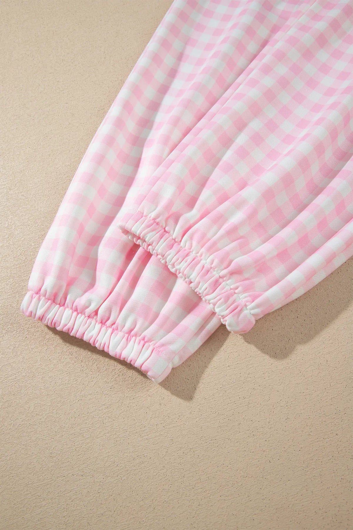Plaid Long Sleeve Two Piece Pant Set – Pink