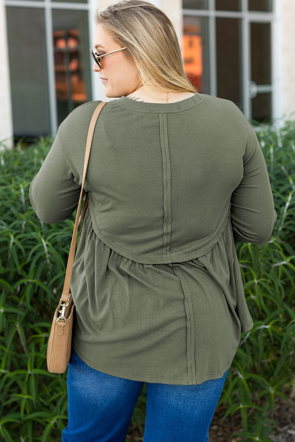 Mist Green Plus Size Thermal Knitted Babydoll Flare Top BB Fashion Outlet