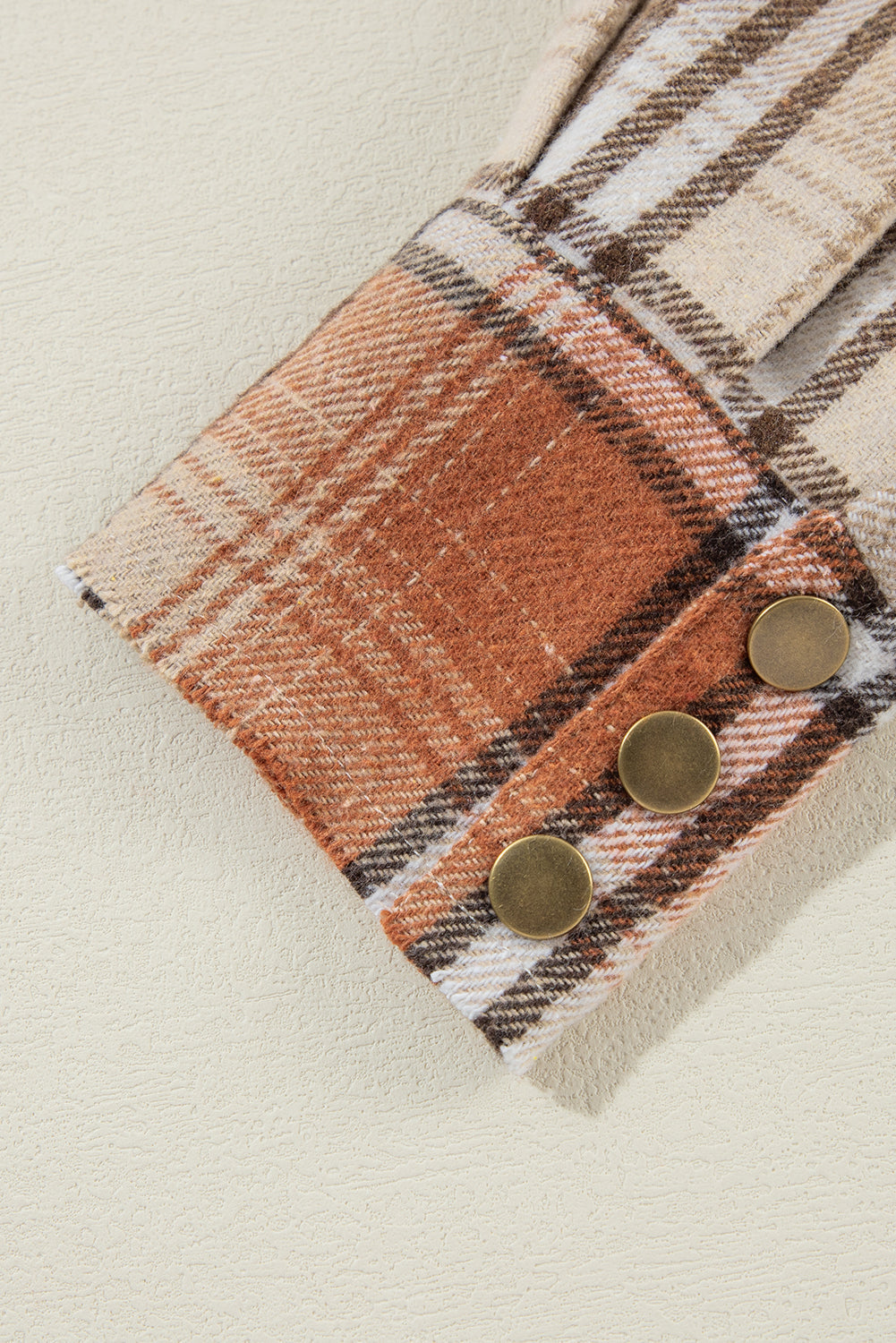Khaki Plaid Colourblock Patchwork High Low Shacket eAura