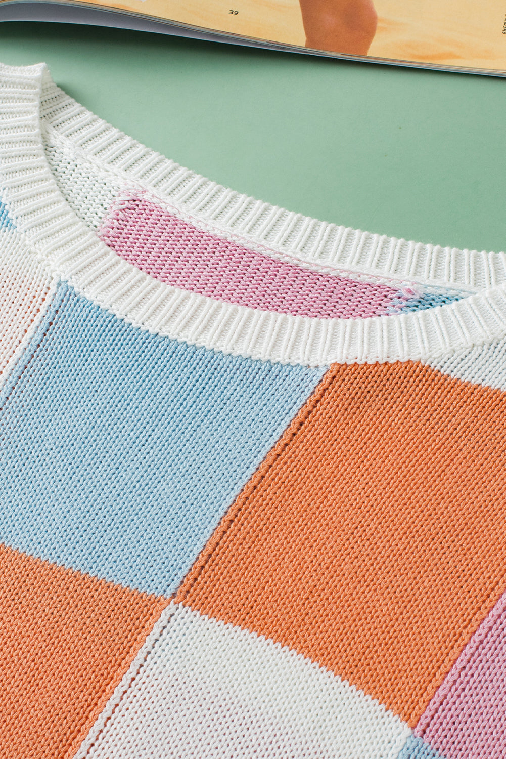 Grapefruit Orange Colour Block Cap Sleeve Sweater eAura