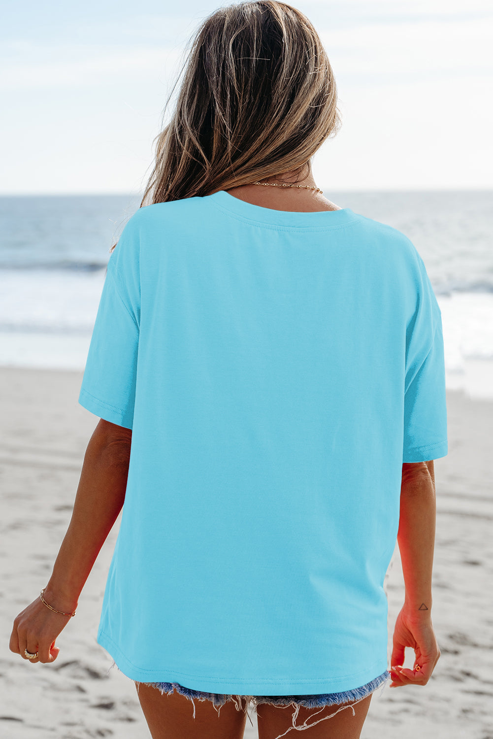 Light Blue MAMA Letter Graphic Neon T Shirt - eAura