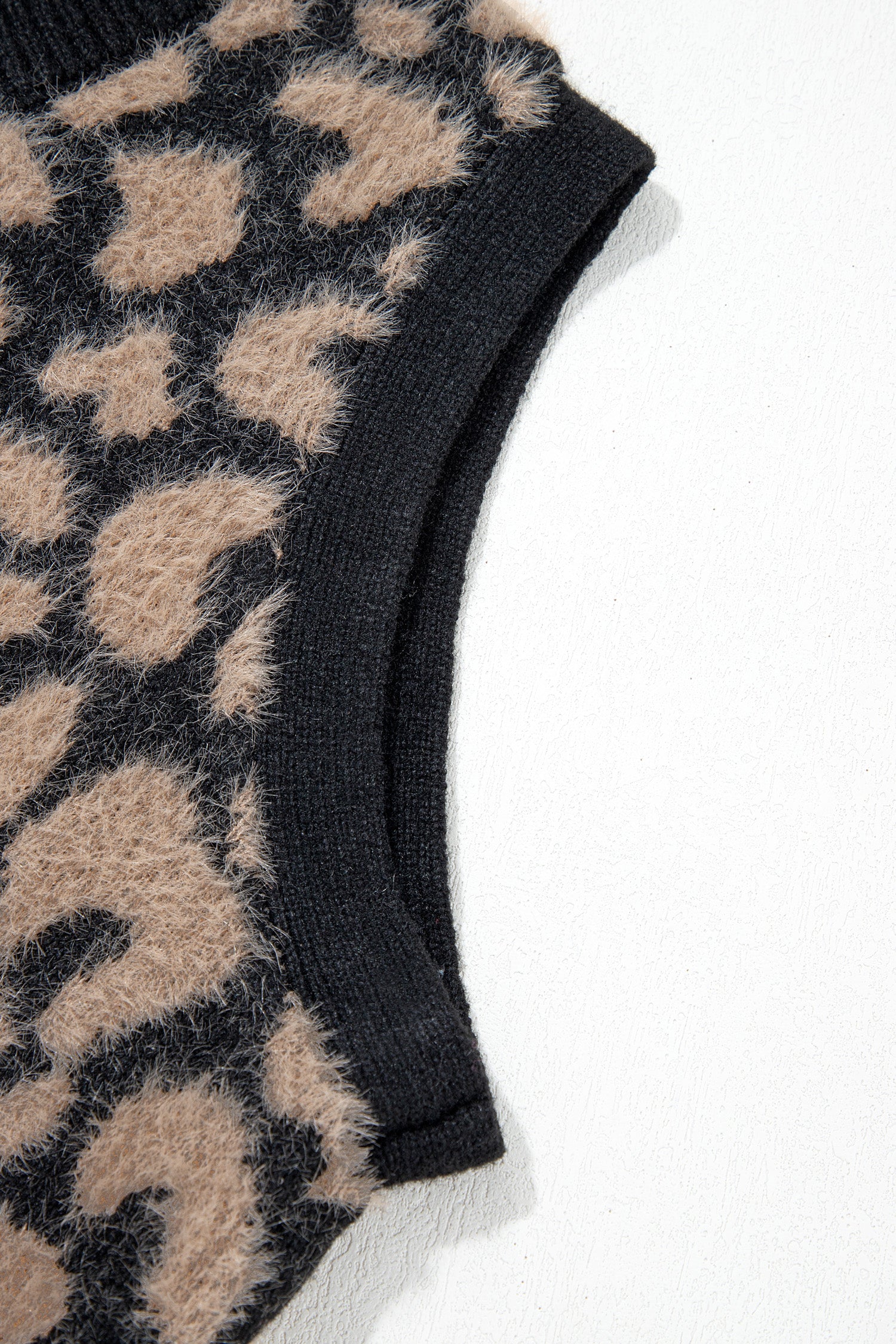 Leopard Print Knit Sleeveless Regular Wash Sweater Vest – Pink