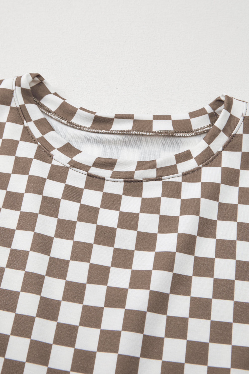 Brown Checkered Top and Short Casual 2pcs Set Co-ord eAura