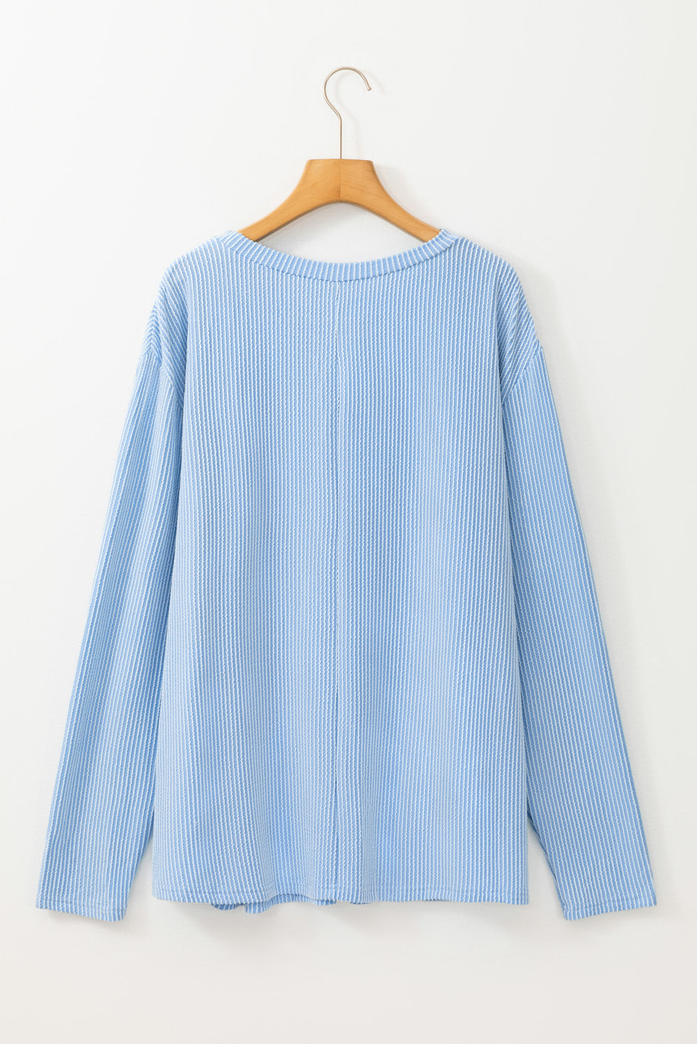 Peach Blossom Plus Size Ribbed Textured Long Sleeve T Shirt BB Fashion Outlet