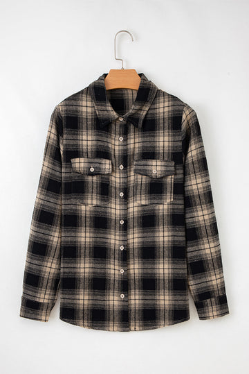 Multicolour Retro Plaid Double Flap Pocket Brushed Shacket - Outerwear/Jackets