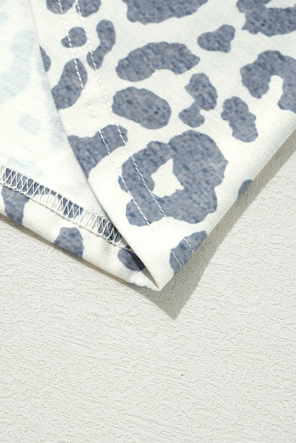 Beige Leopard Round Neck Lace Trim Petal Sleeve T Shirt - eAura