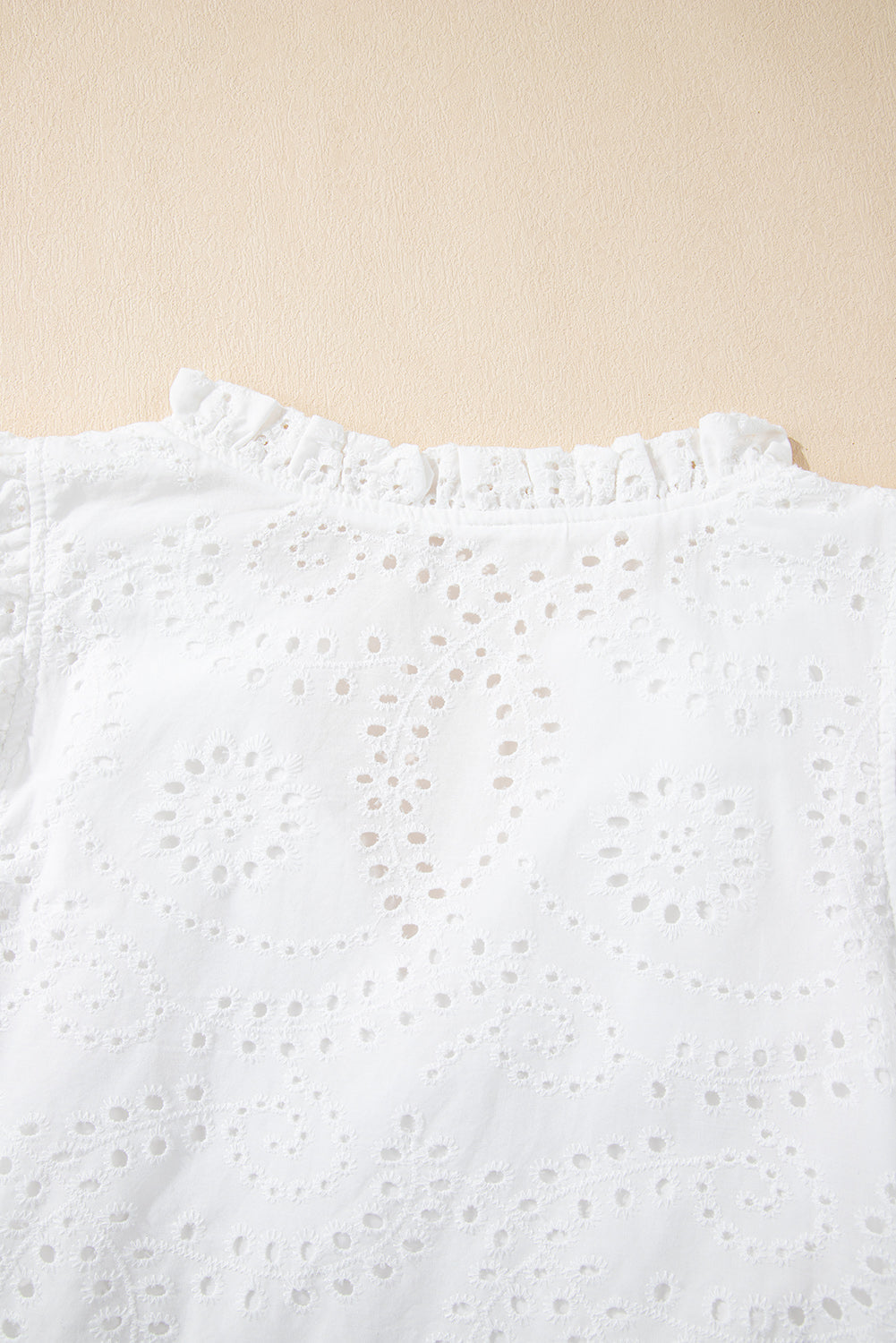 White Broderie Anglaise Ruffle Short Sleeve Blouse eAura