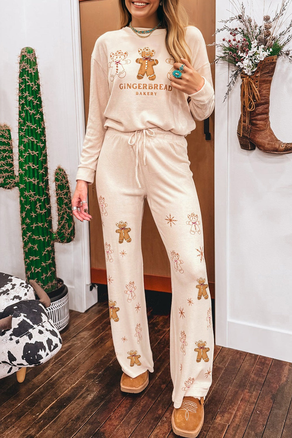 GINGERBREAD BAKERY Christmas Print 2pcs Pyjamas - eAura