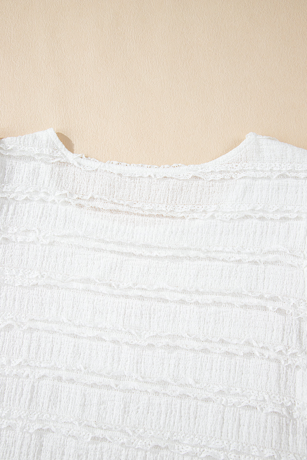 White Frilled Lace Trim Bubble Sleeve Blouse eAura