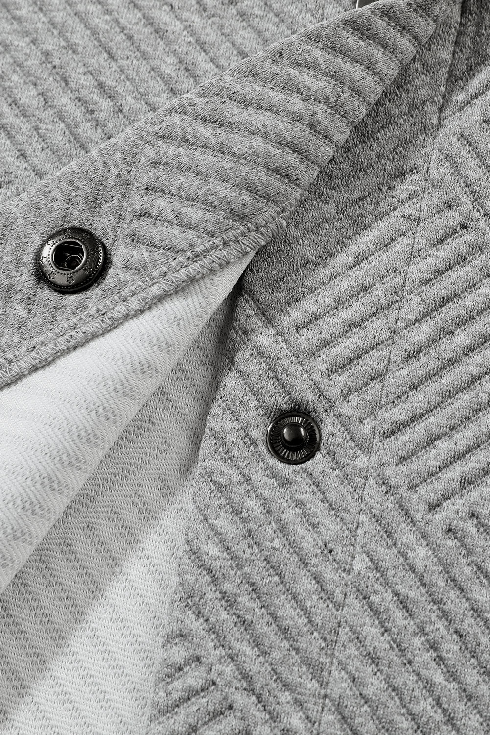 Grey Solid Textured Flap Pocket Buttoned Shacket eAura