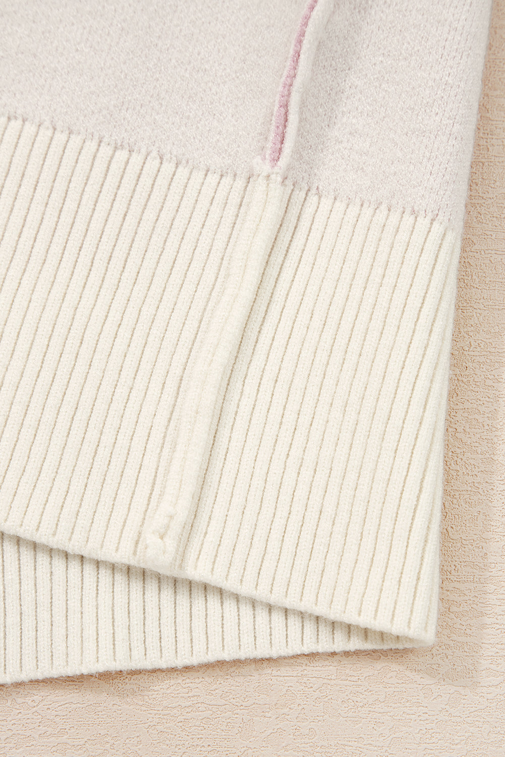 Pink Bow Print Ribbed Trim Exposed Seam Drop Shoulder Loose Sweater eAura