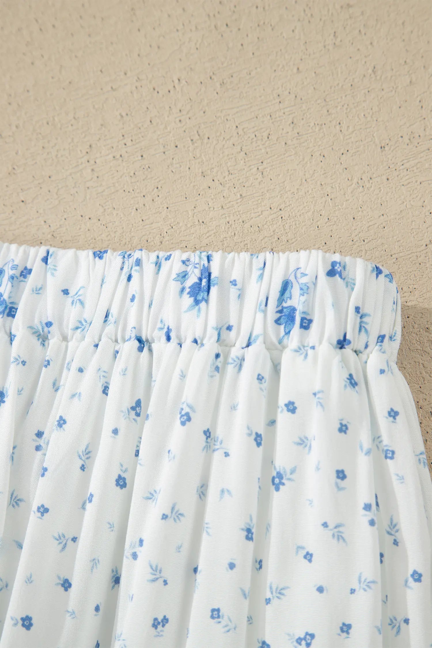 High Waist Tiny Floral Print Boho Maxi Skirt – Sky Blue