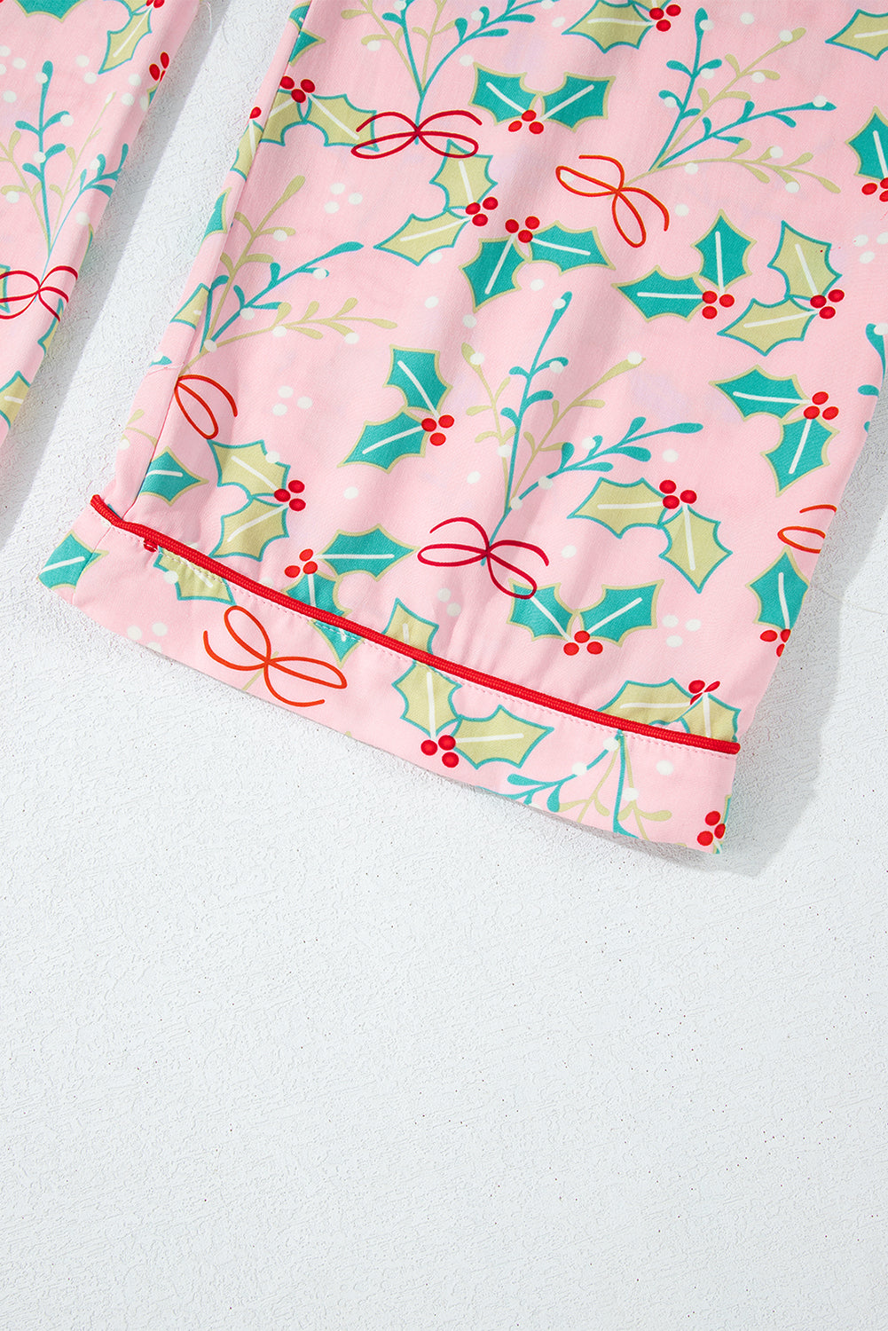 Multicolour Floral Holly Print Christmas Pyjama Set eAura