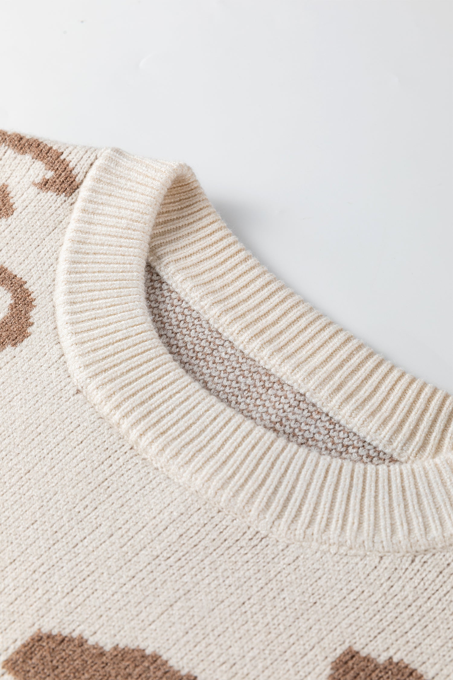 Asymmetric Leopard Print Detail Drop Shoulder Sweater - Sweaters & Cardigans/Sweaters