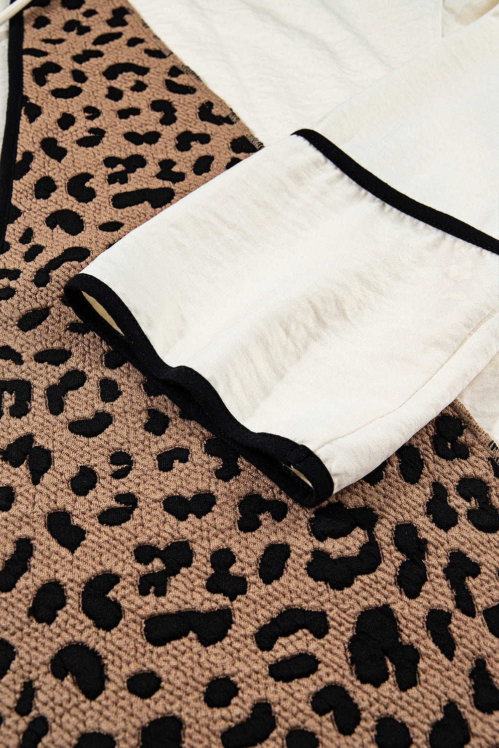 Brown Leopard Hooded Contrast Open Front Jacket eAura