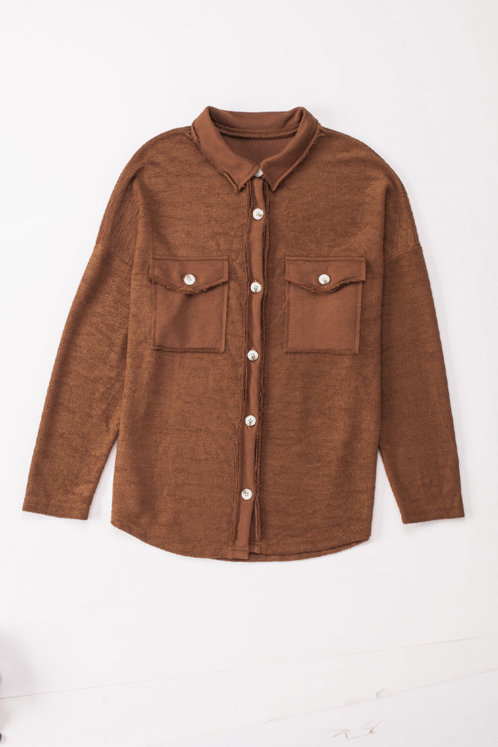 Grey Contrast Flap Pockets Relaxed Shacket Beagle Boutique Fashion Outlet