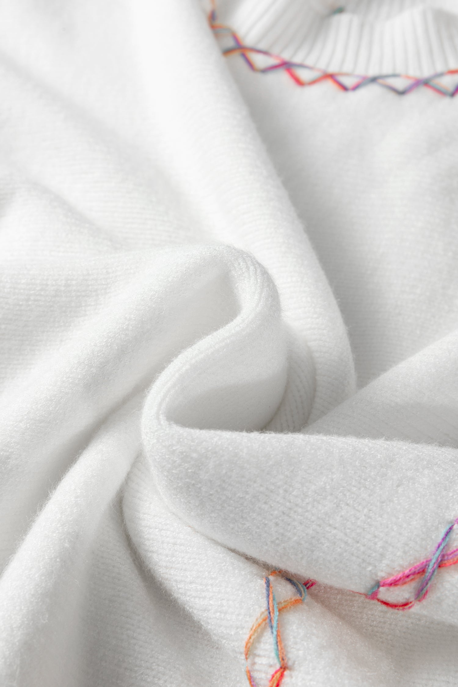 Rainbow Stitching Balloon Sleeve Relaxed Sweater - Sweaters & Cardigans/Sweaters