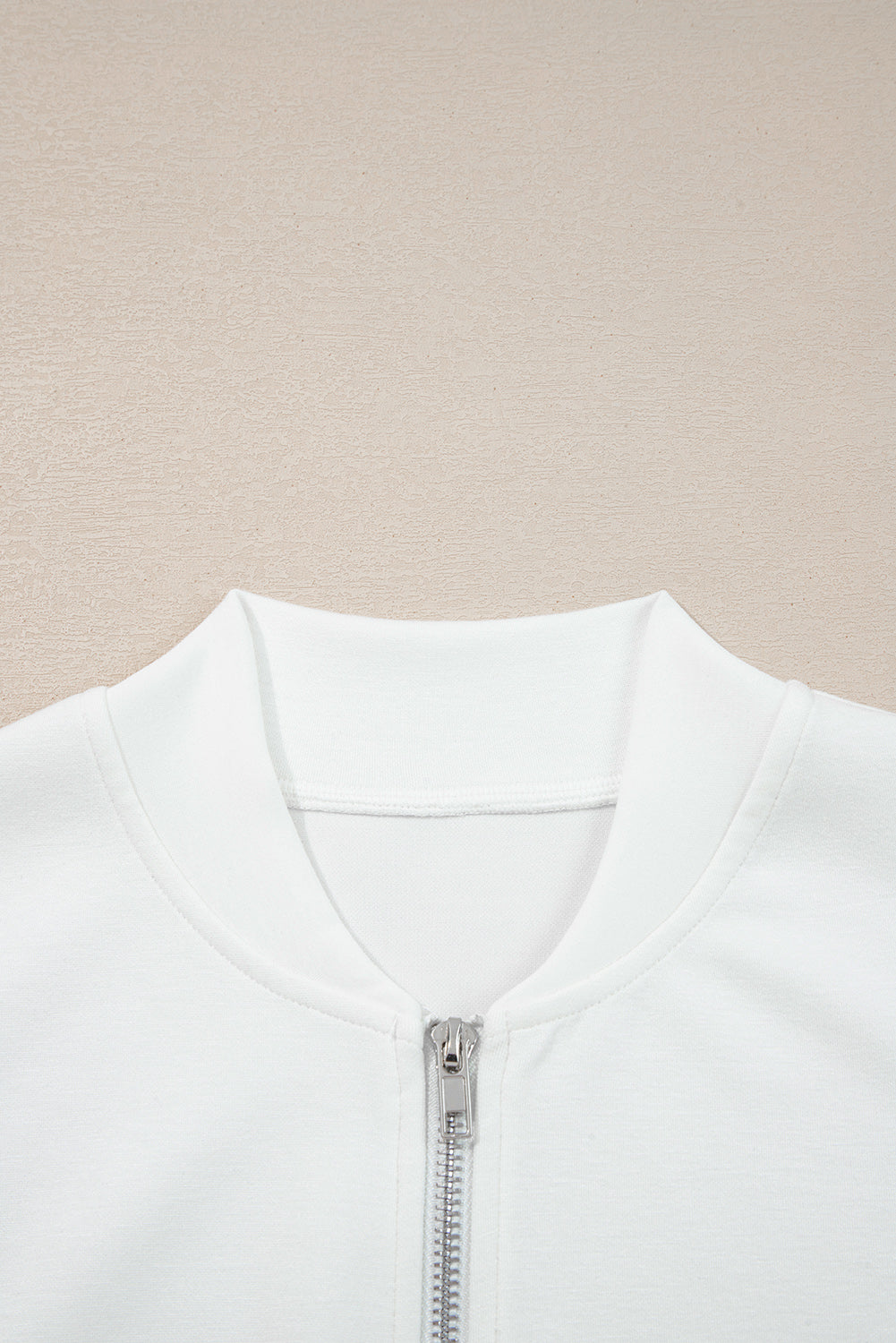 White Zip-Up Puff Sleeve Jacket - eAura