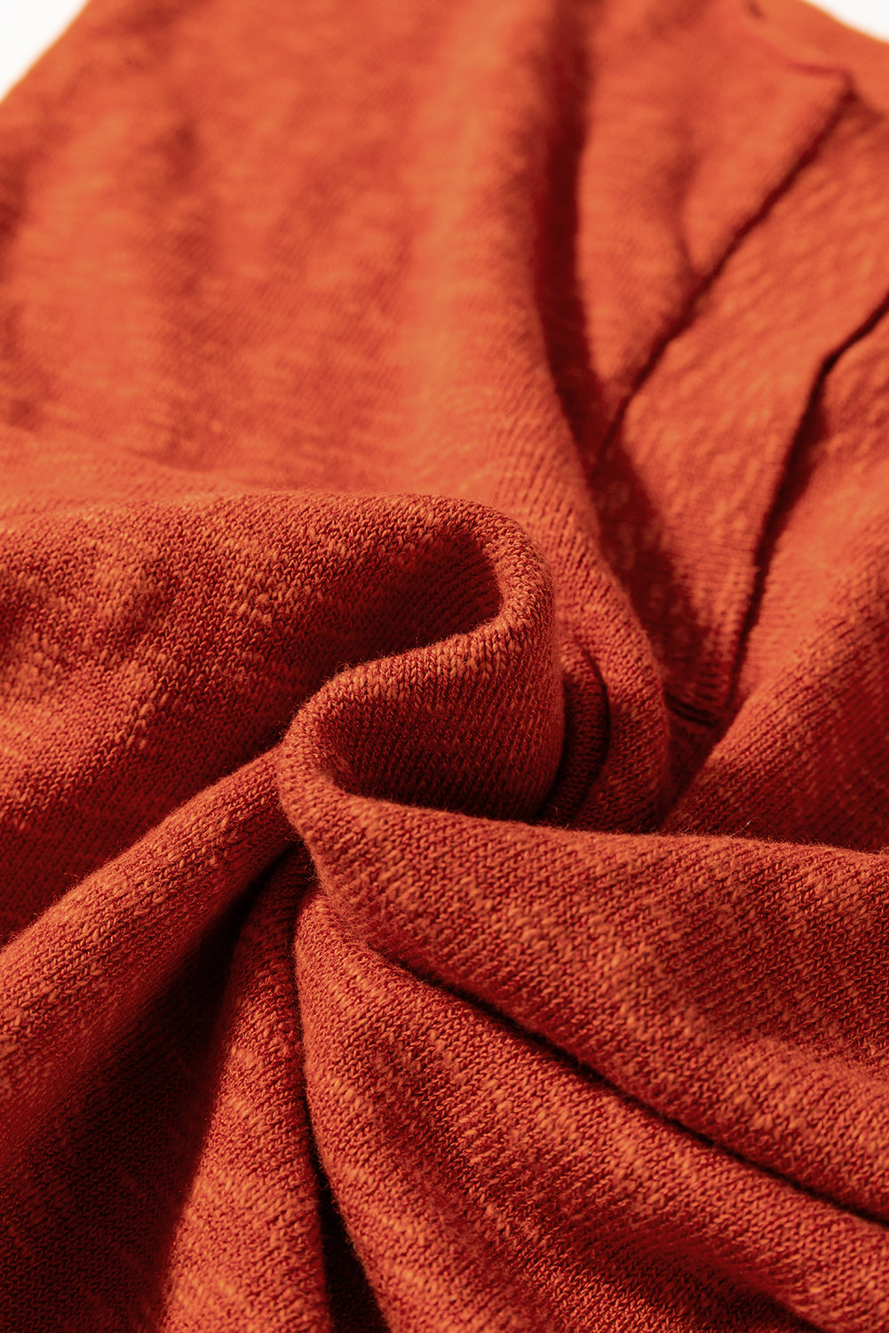 Orange Solid Colour Split V Neck Short Sleeve Sweater eAura
