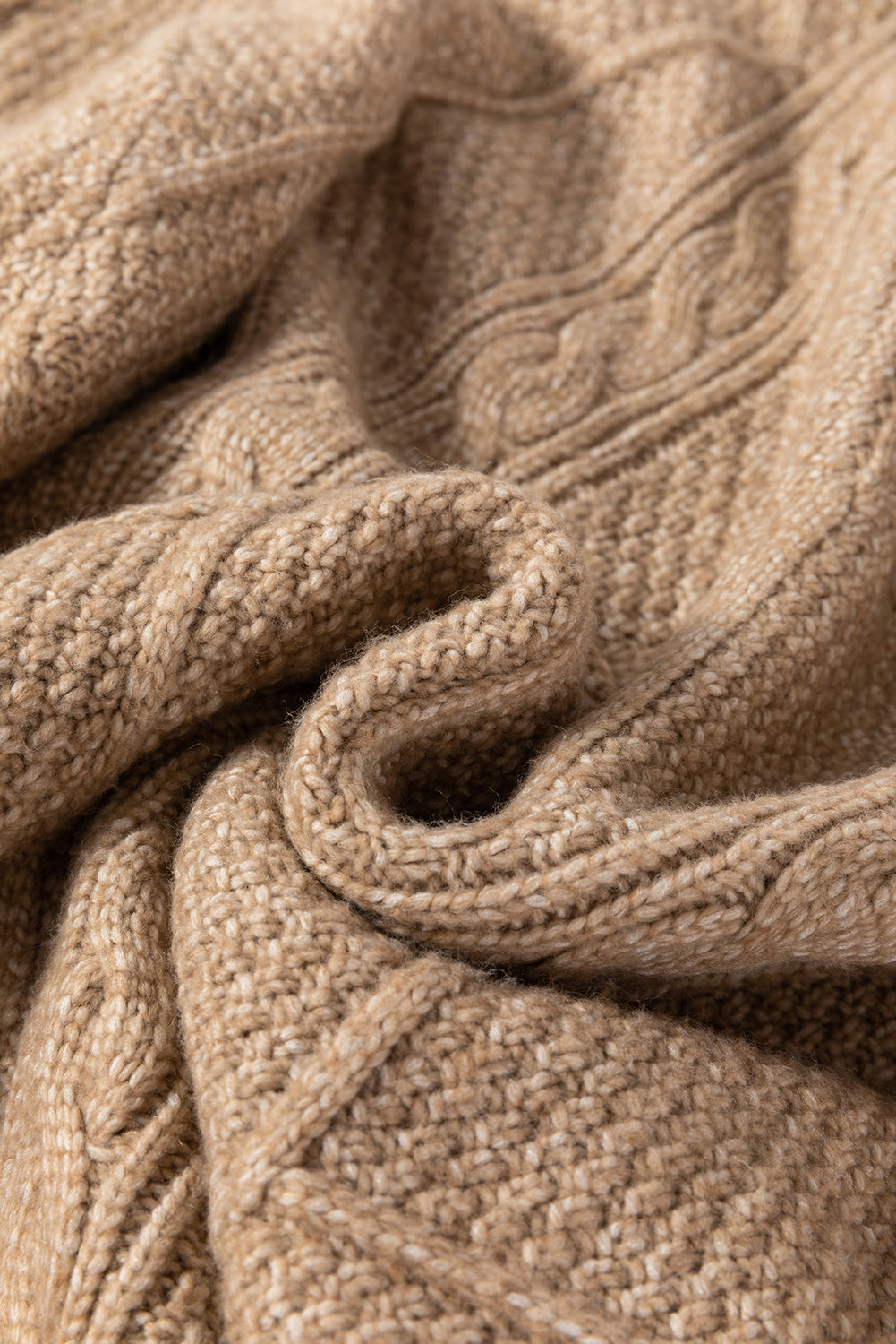 Parchment Cable Knit Drop Shoulder Loose Fit Sweater Dress eAura
