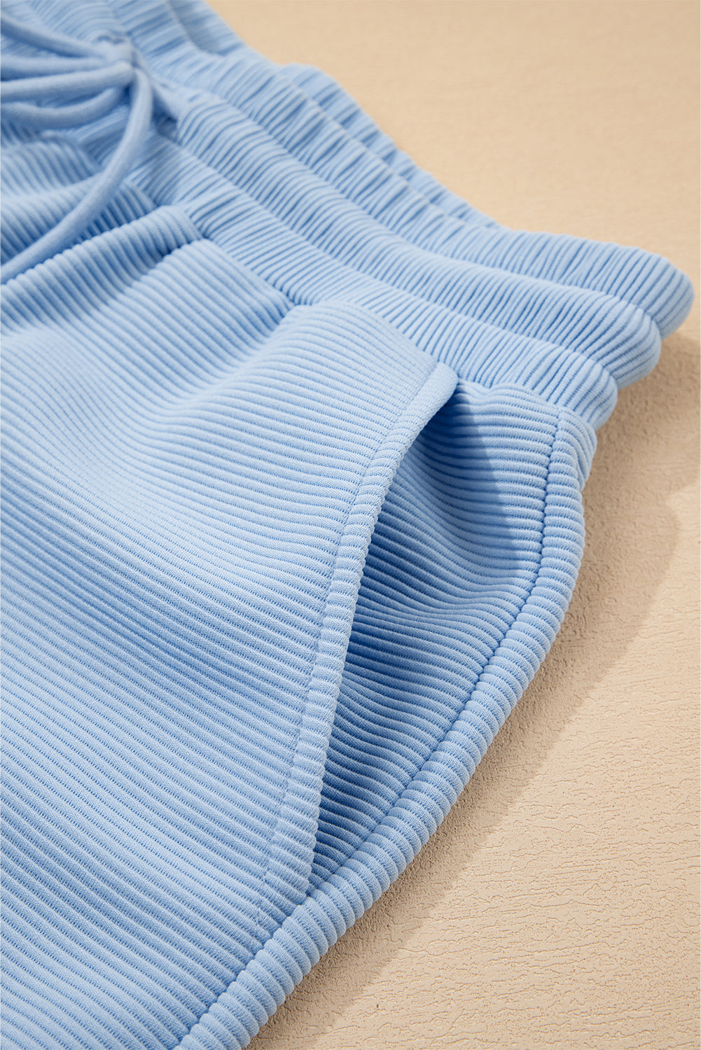Beau Blue Textured Ruffled Sleeve Zipped Top and Wide Leg Trousers Set eAura