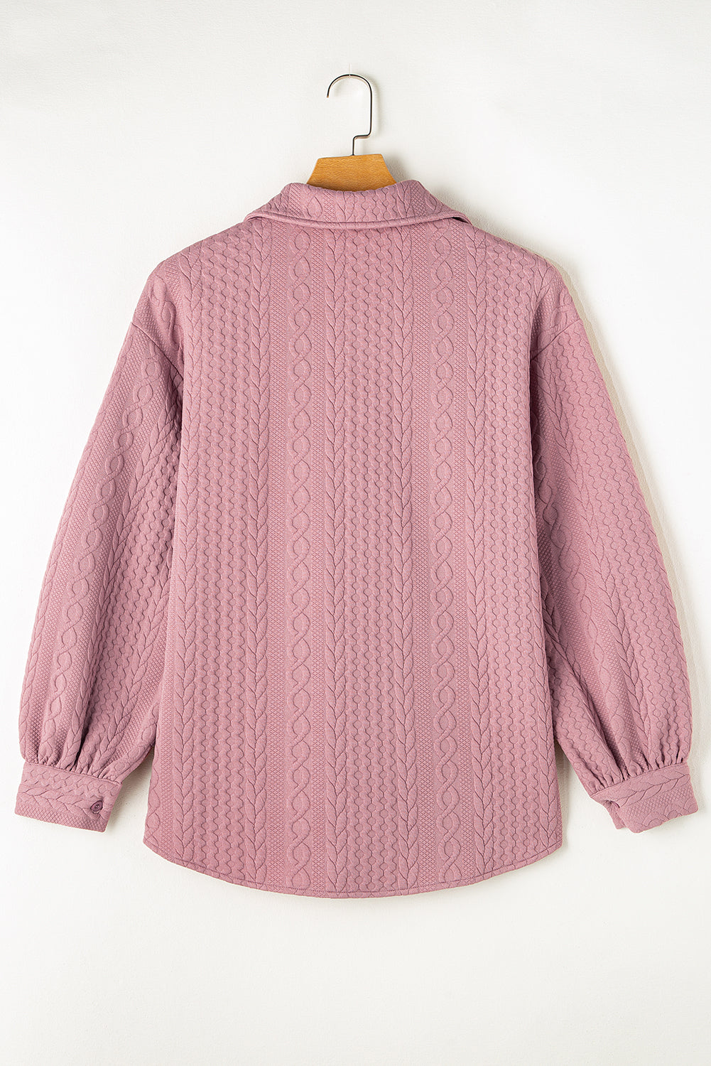 Cable Texture Puff Sleeve Loose Shacket - eAura